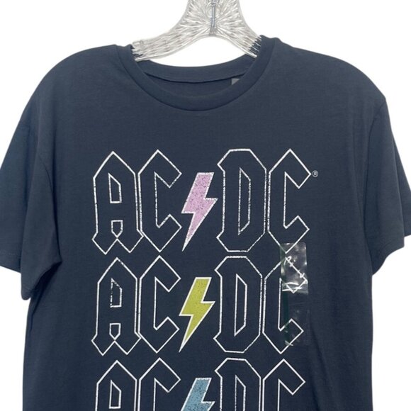 AC/DC Graphic Tshirt Womens Gray Medium New Lightning Bolts - Picture 3 of 9